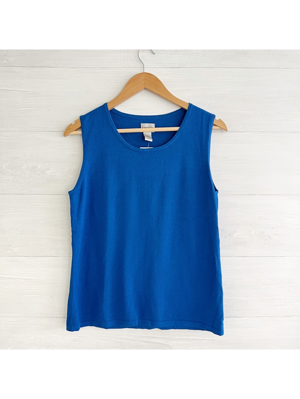 NWT Chico’s Zen Karma Brilliant Blue Sleeveless Knit Tank Top Size 2 L $38